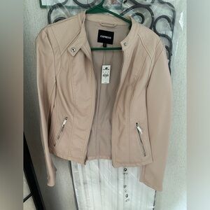 Express size s pink leather jacket